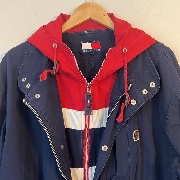 Tommy Hilfiger Varsity Crew Preppy Navy Spring Jacket Size Medium - Picture 2 of 14
